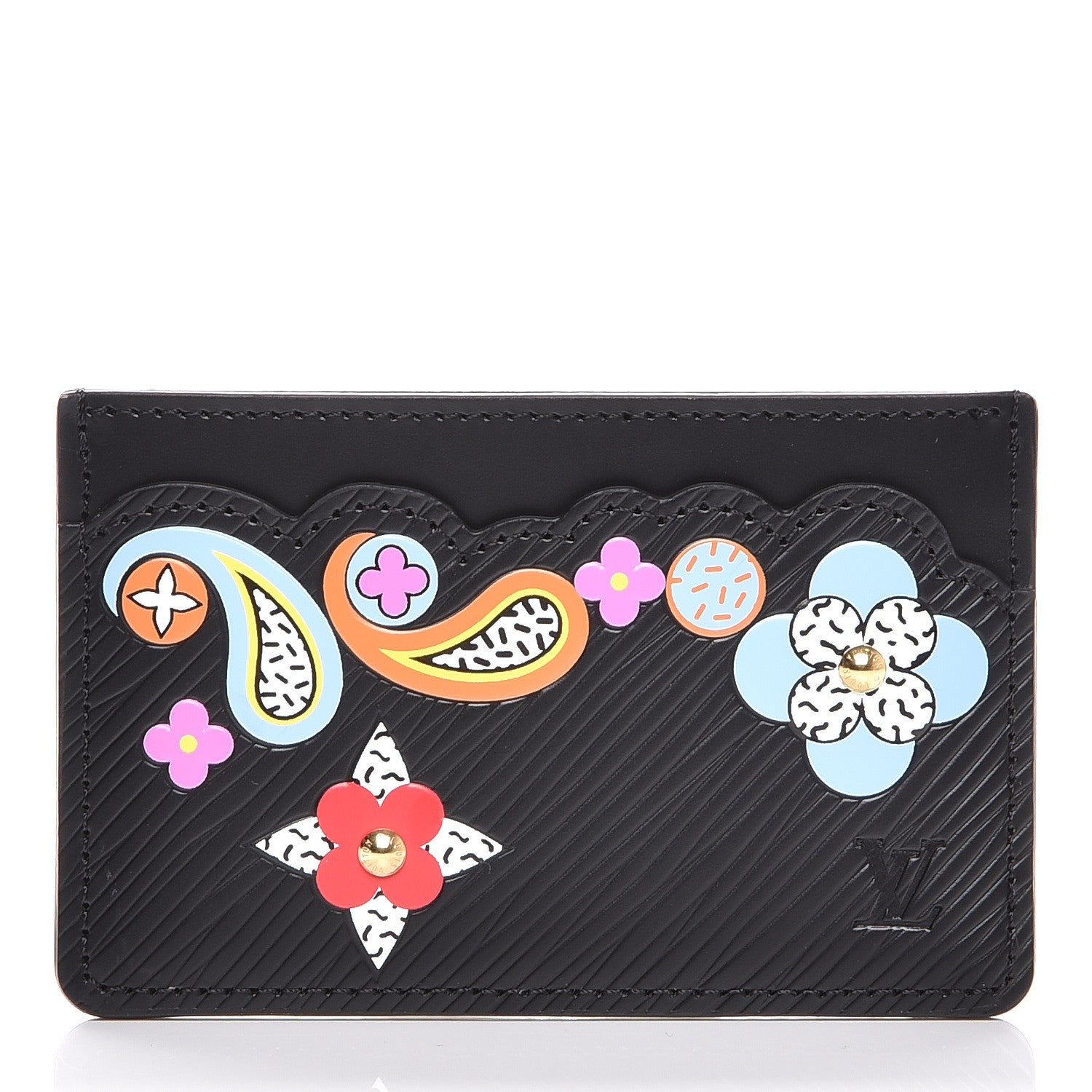 Louis Vuitton Epi Flower Remix Card Holder Black 1 of 7