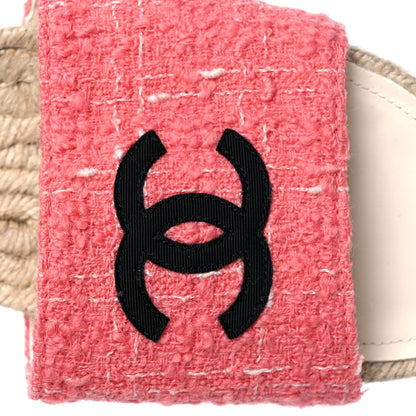 Chanel Tweed Grosgrain CC Mule Slide 40 Pink Black 8 of 10