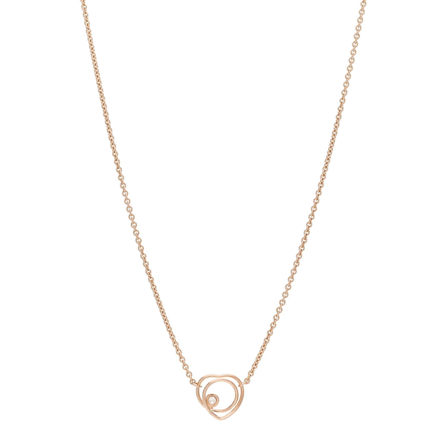 Hermes 18K Rose Gold Diamond TPM Vertige Coeur Necklace SH 1 of 5