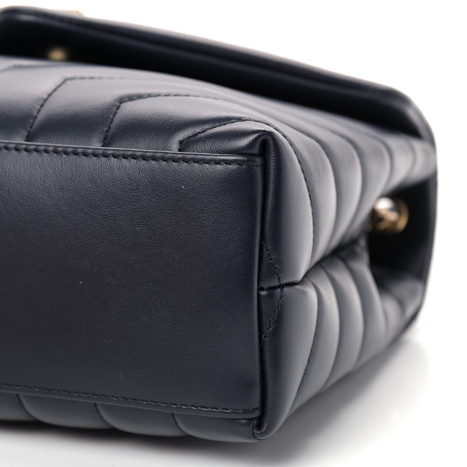Saint Laurent Calfskin Y Quilted Monogram Small Loulou Chain Satchel Marine 6 of 8