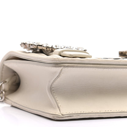 Miu Miu Nappa Matelasse Crystal Embellished Shoulder Bag White 5 of 13