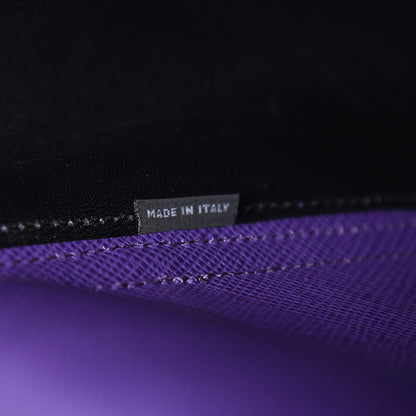 Prada Saffiano Cuir Large Double Bag Viola Nero Black 8 of 8