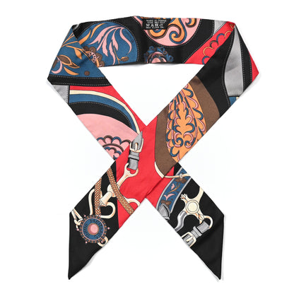 Hermes Silk Festival des Amazones Twilly Black Rouge Bleu 1 of 4