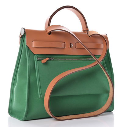 Hermes Vache Hunter Toile Herbag Zip 31 PM Cactus Natural 5 of 18