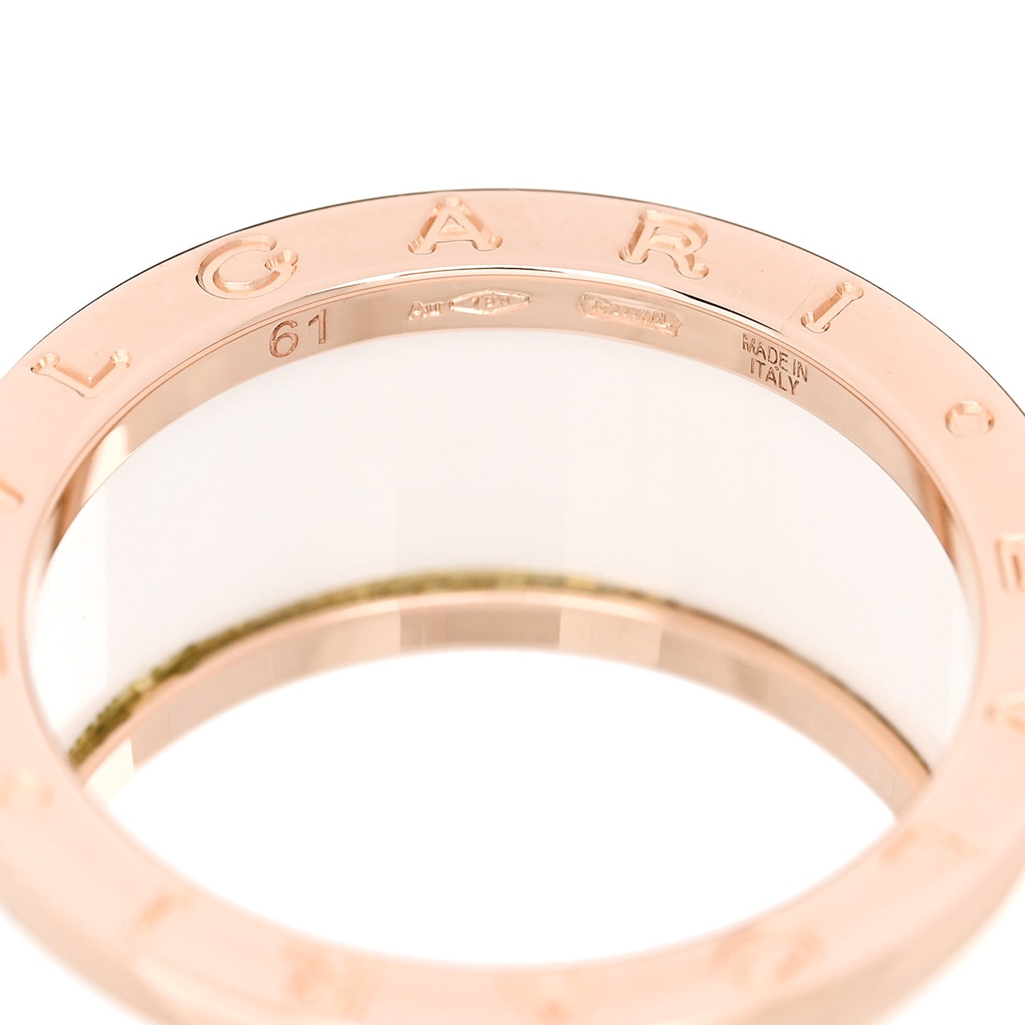 18K Rose Gold White Ceramic B.Zero1 Four-Band Ring 61 9.5