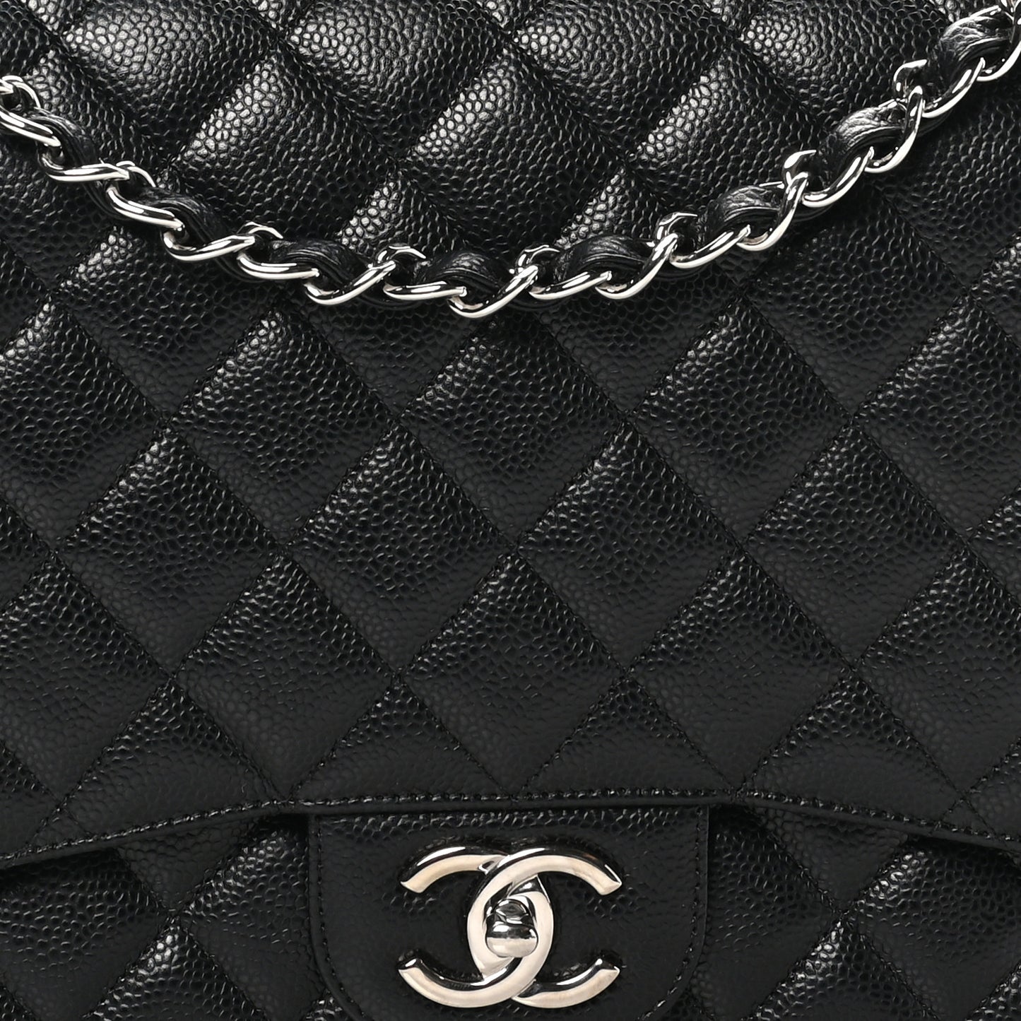 Caviar Quilted Maxi Double Flap Black