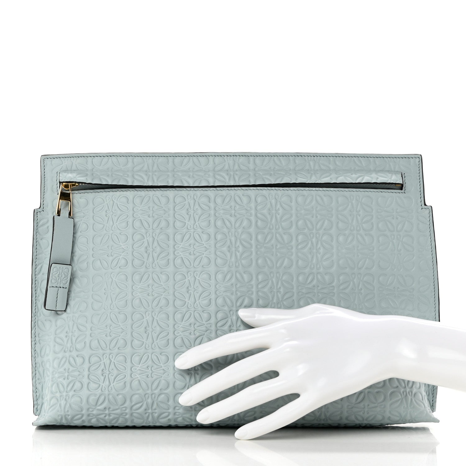 Loewe Calfskin Embossed Repeat T Pouch Light Blue 2 of 6