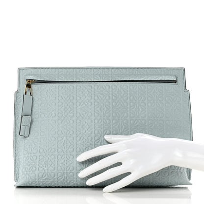Loewe Calfskin Embossed Repeat T Pouch Light Blue 2 of 6