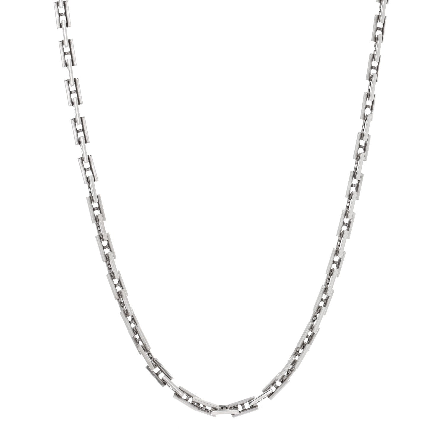 Hermes Sterling Silver H Logo Hercules Link Necklace 1 of 4
