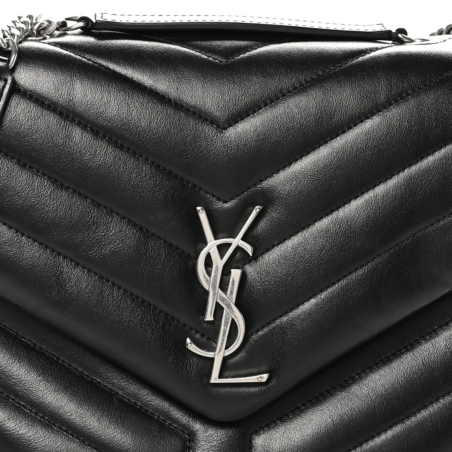 Saint Laurent Calfskin Y Quilted Monogram Medium Loulou Chain Satchel Black 8 of 12