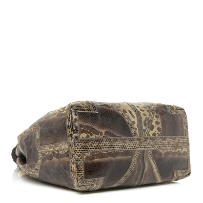 Jimmy Choo Snakeskin Patchwork Medium Saba Hobo Brown 4 of 12