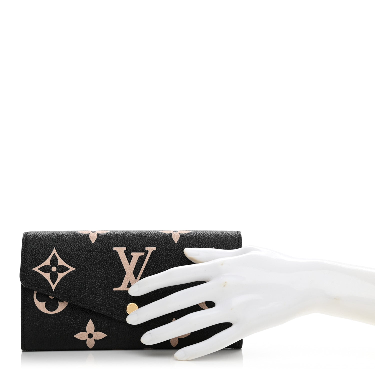 Louis Vuitton Monogram Empreinte Giant Sarah Wallet Black Beige 2 of 7