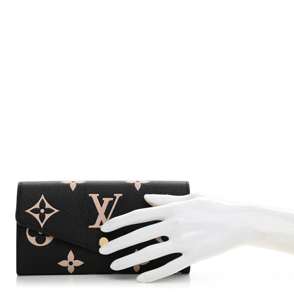 Louis Vuitton Monogram Empreinte Giant Sarah Wallet Black Beige 2 of 7