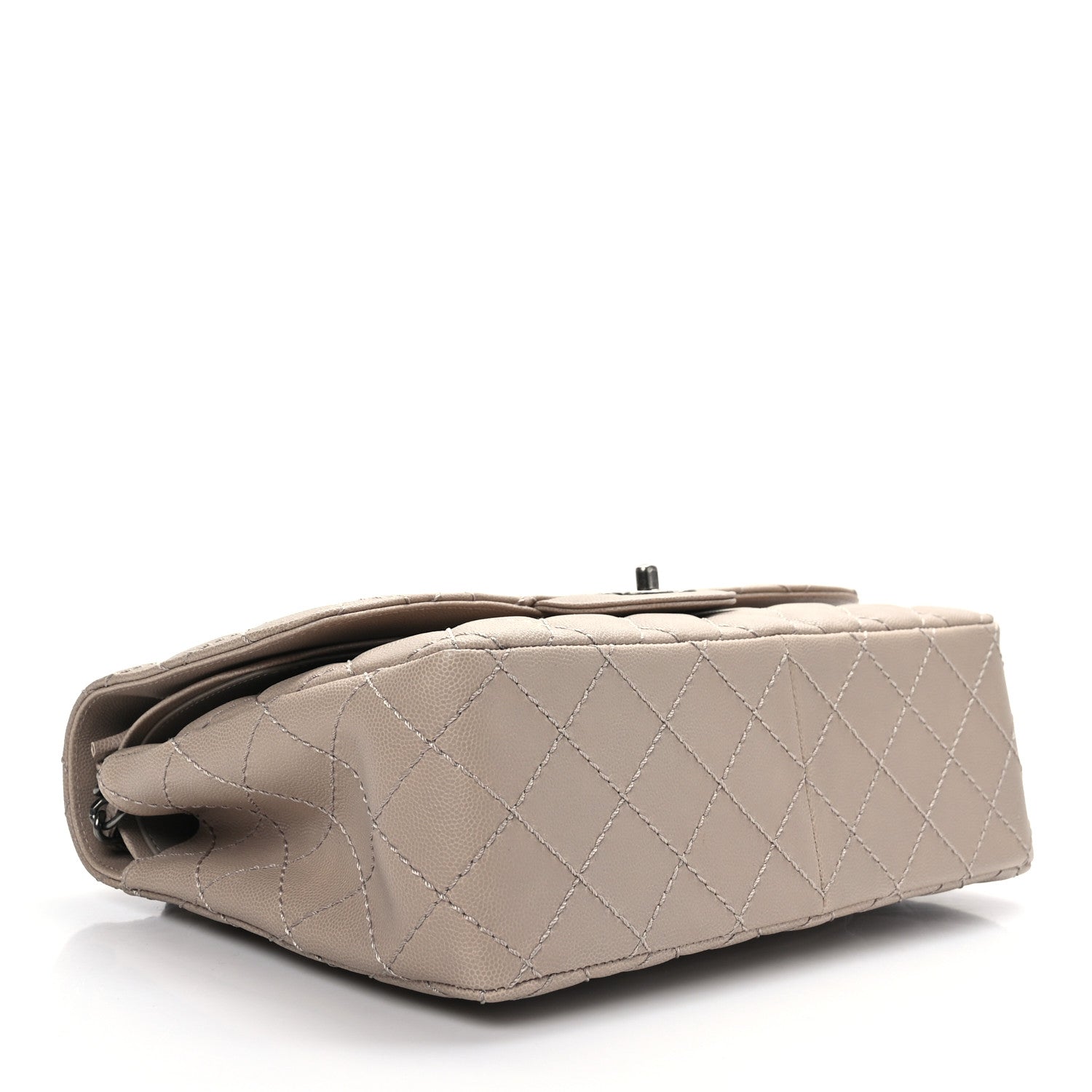 Chanel Washed Caviar Quilted Jumbo Double Flap Taupe 4 of 10
