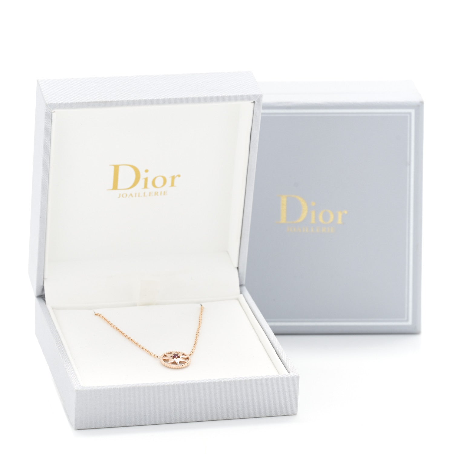 Christian Dior 18K Rose Gold Ruby Mother of Pearl Rose Des Vents Necklace 7 of 7