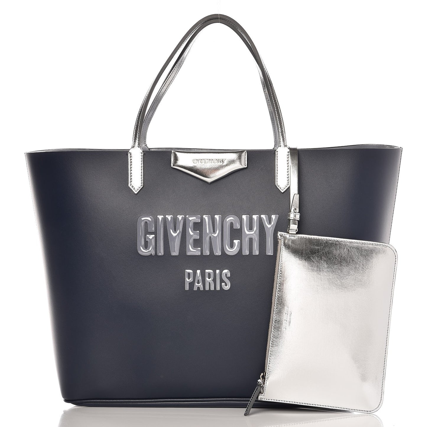 Calfskin Large Antigona Tote Night Blue Silver