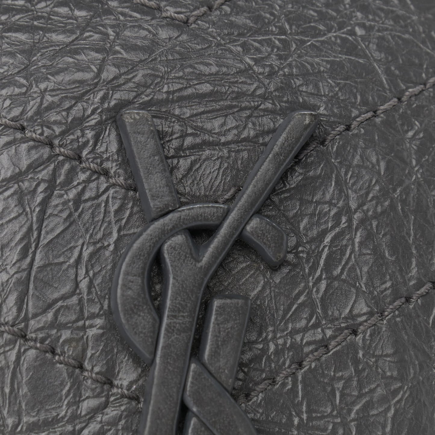 Crinkled Calfskin Matelasse Monogram Medium Niki Chain Satchel Storm