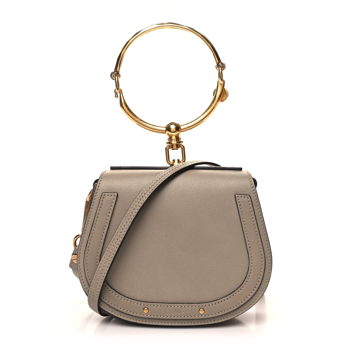 Calfskin Suede Small Nile Bracelet Bag Motty Grey