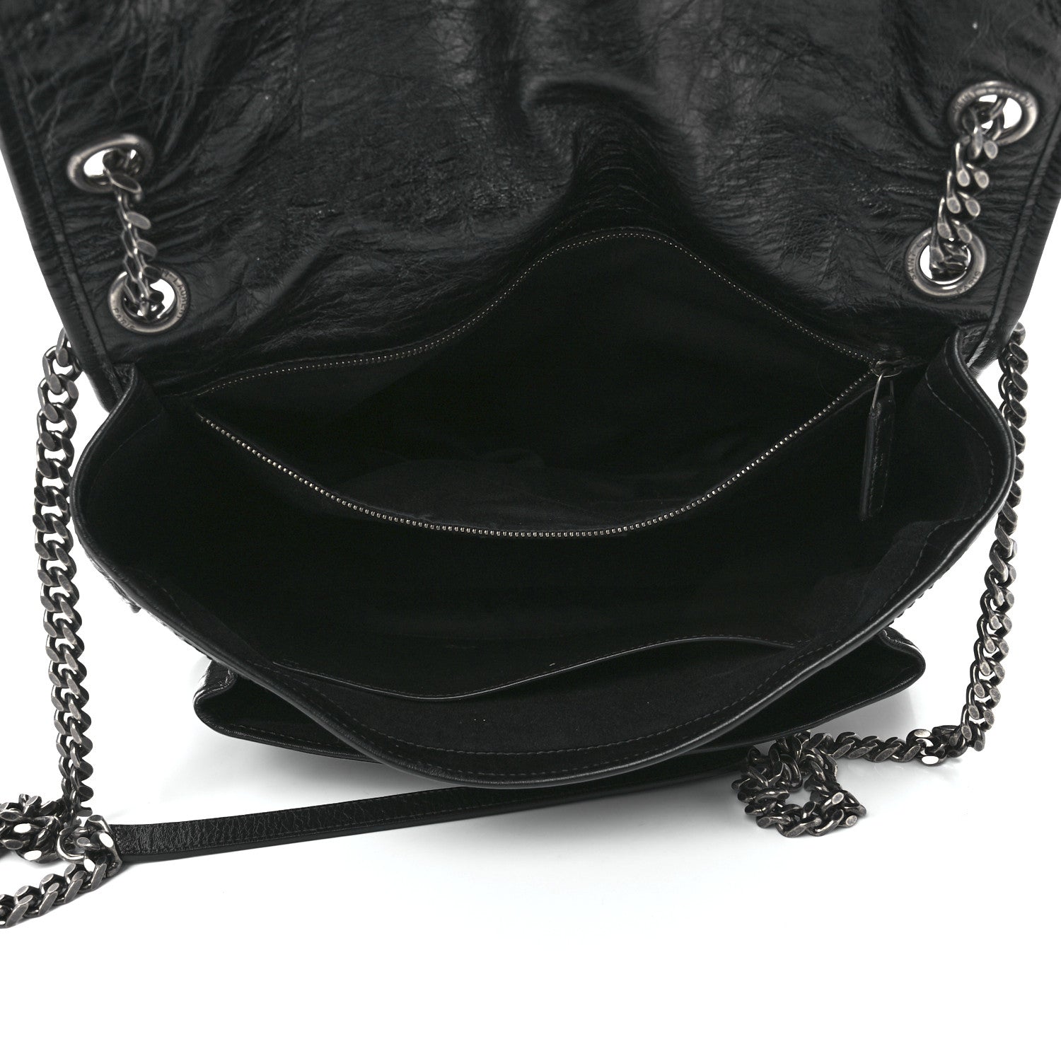 Saint Laurent Crinkled Calfskin Matelasse Monogram Large Niki Chain Satchel Black 5 of 12