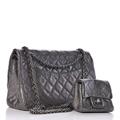 Chanel Metallic Aged Calfskin Quilted 2.55 Reissue 225 Flap Dark Silver 3 of 16