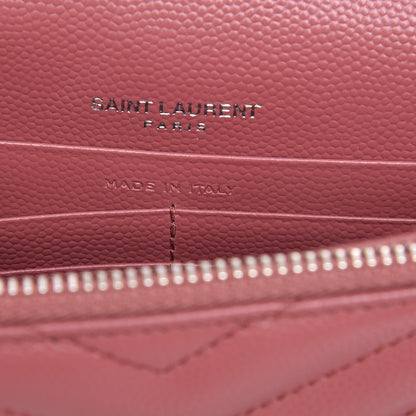 Saint Laurent Grain De Poudre Matelasse Chevron Monogram Envelope Chain Wallet Mystic Rose 7 of 8