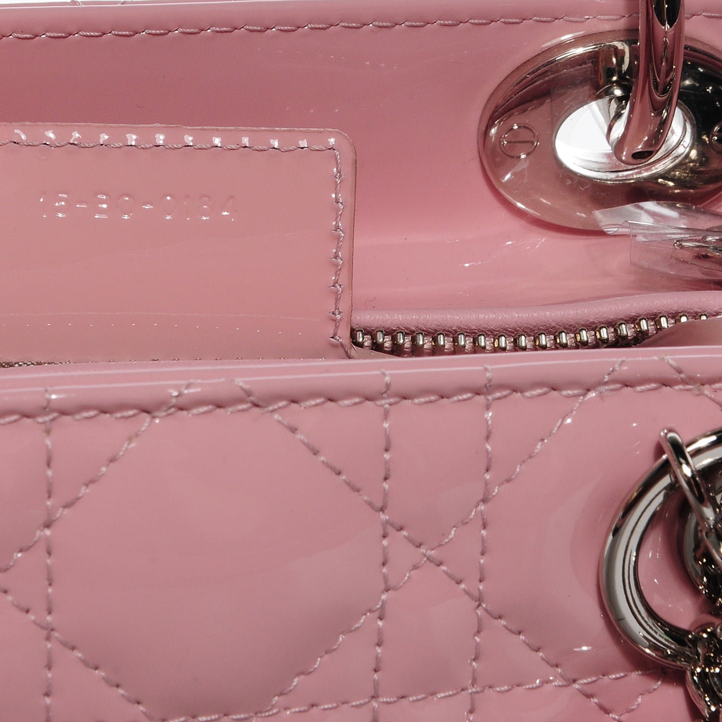 Patent Cannage Medium Lady Dior Rose Clair