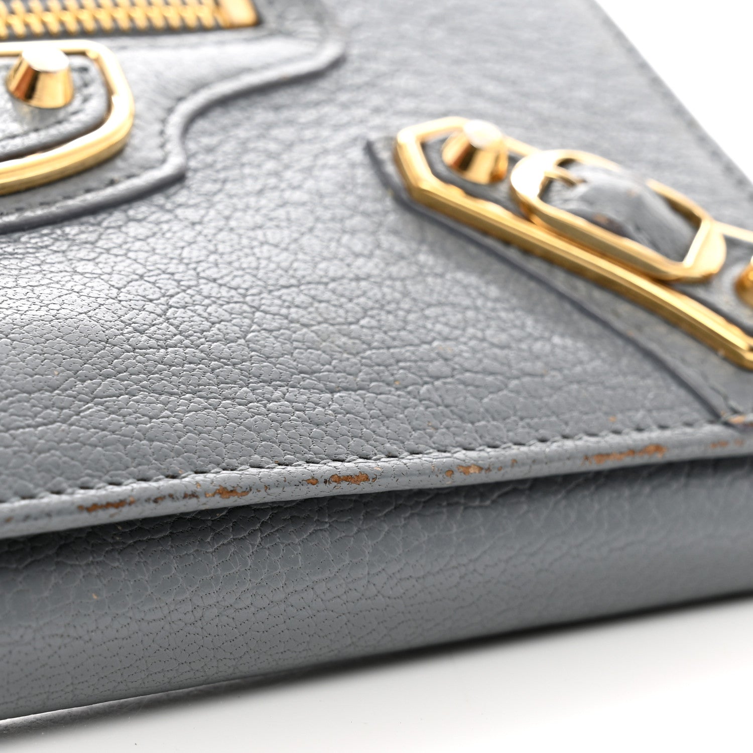 Balenciaga Chevre Gold Metallic Edge Hardware Continental Flap Wallet Bleu Acier 12 of 15