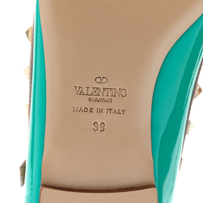 Valentino Garavani Patent Nappa Rockstud Cage Ballerina Flats 39 Opaline Green Poudre 6 of 7