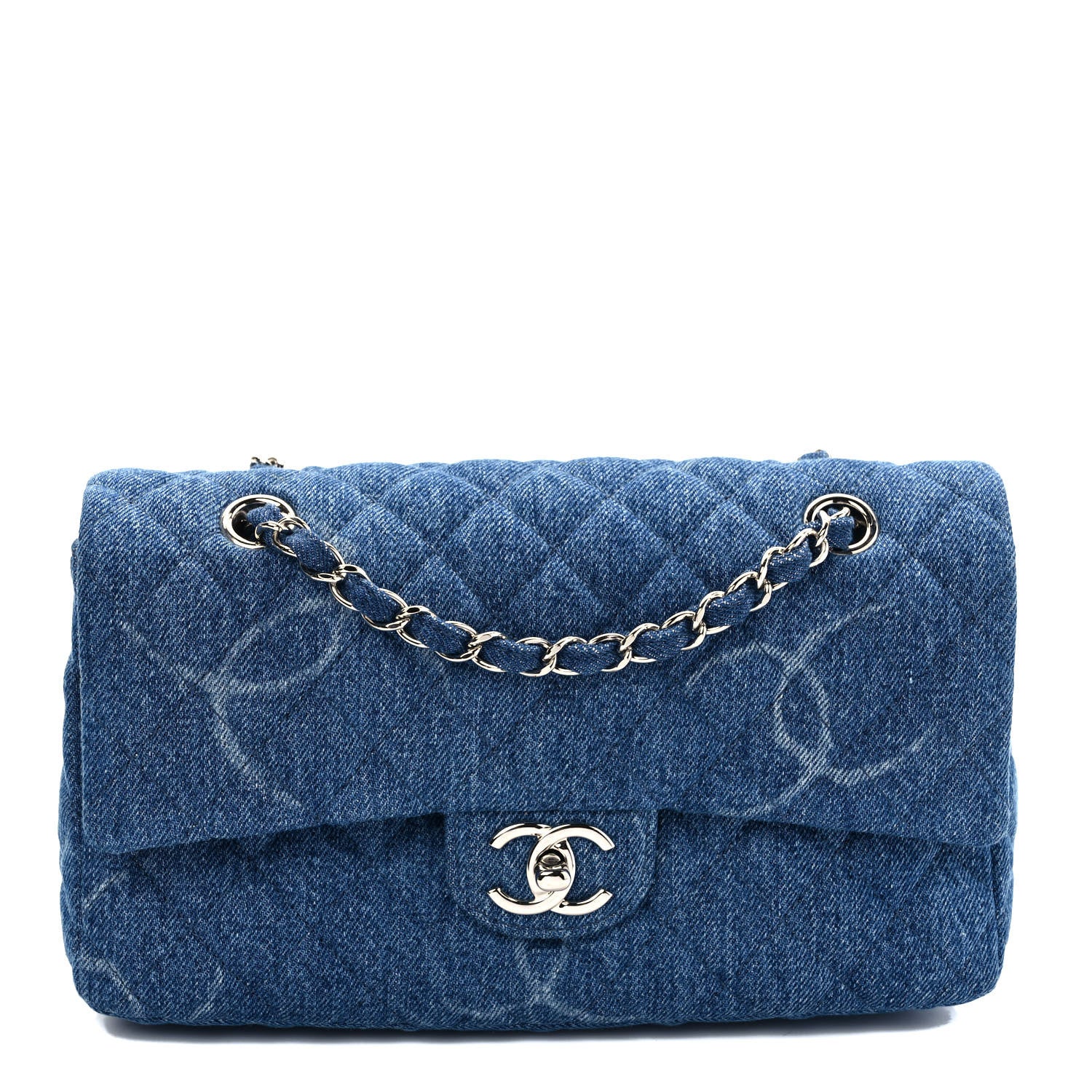 Chanel Denim Quilted CC Print Medium Single Flap Blue 1 of 9