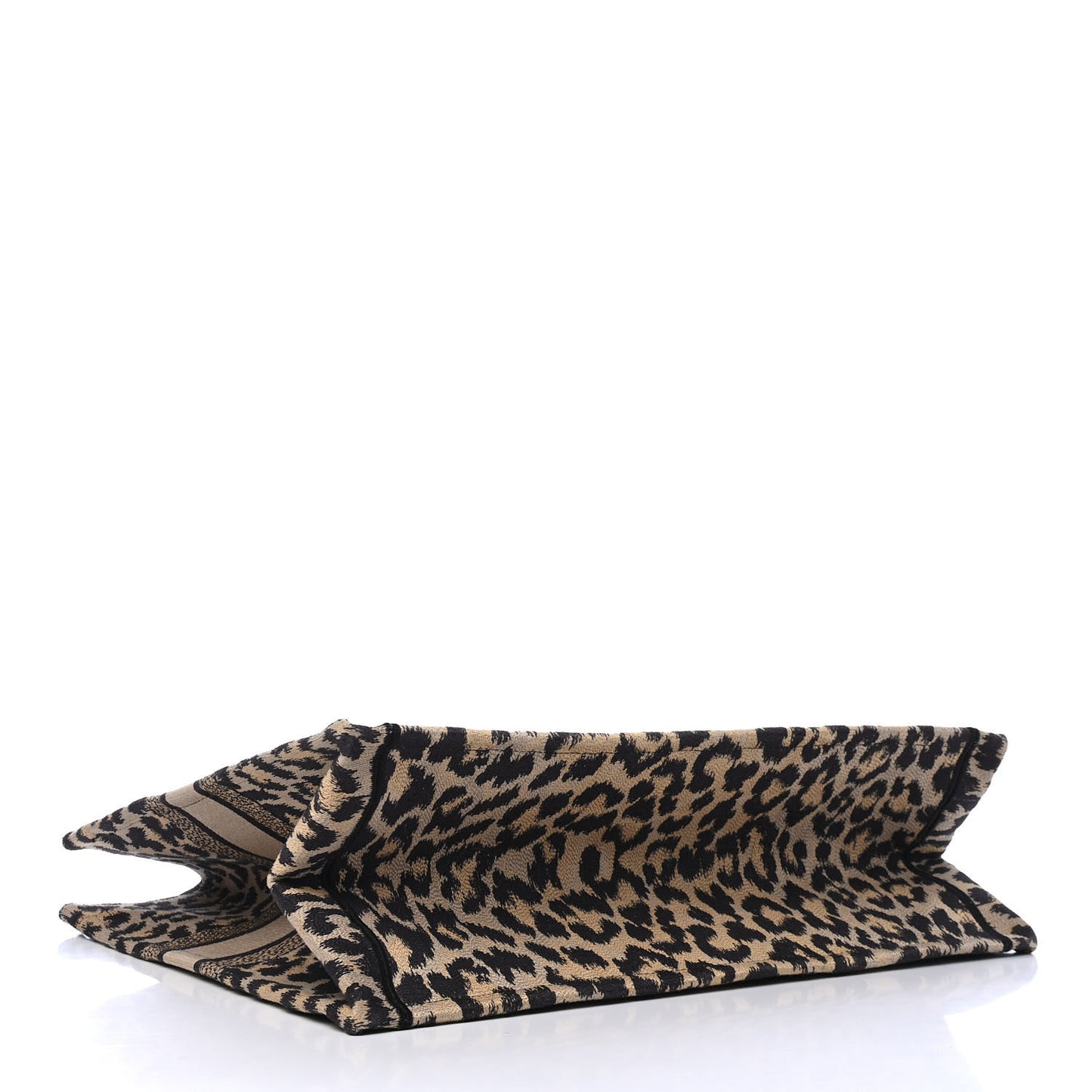 Canvas Mizza Embroidered Large Leopard Book Tote Beige