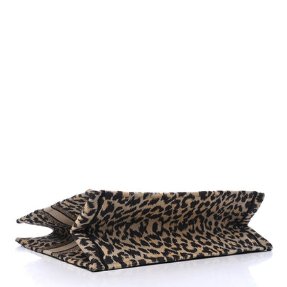 Christian Dior Canvas Mizza Embroidered Large Leopard Book Tote Beige 3 of 4