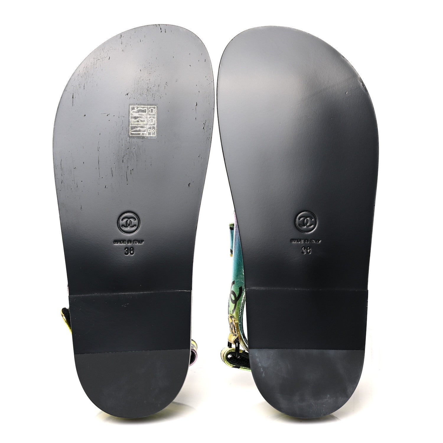 Chanel Laminated Lambskin Printed CC Dad Sandals 38 Multicolor 5 of 8