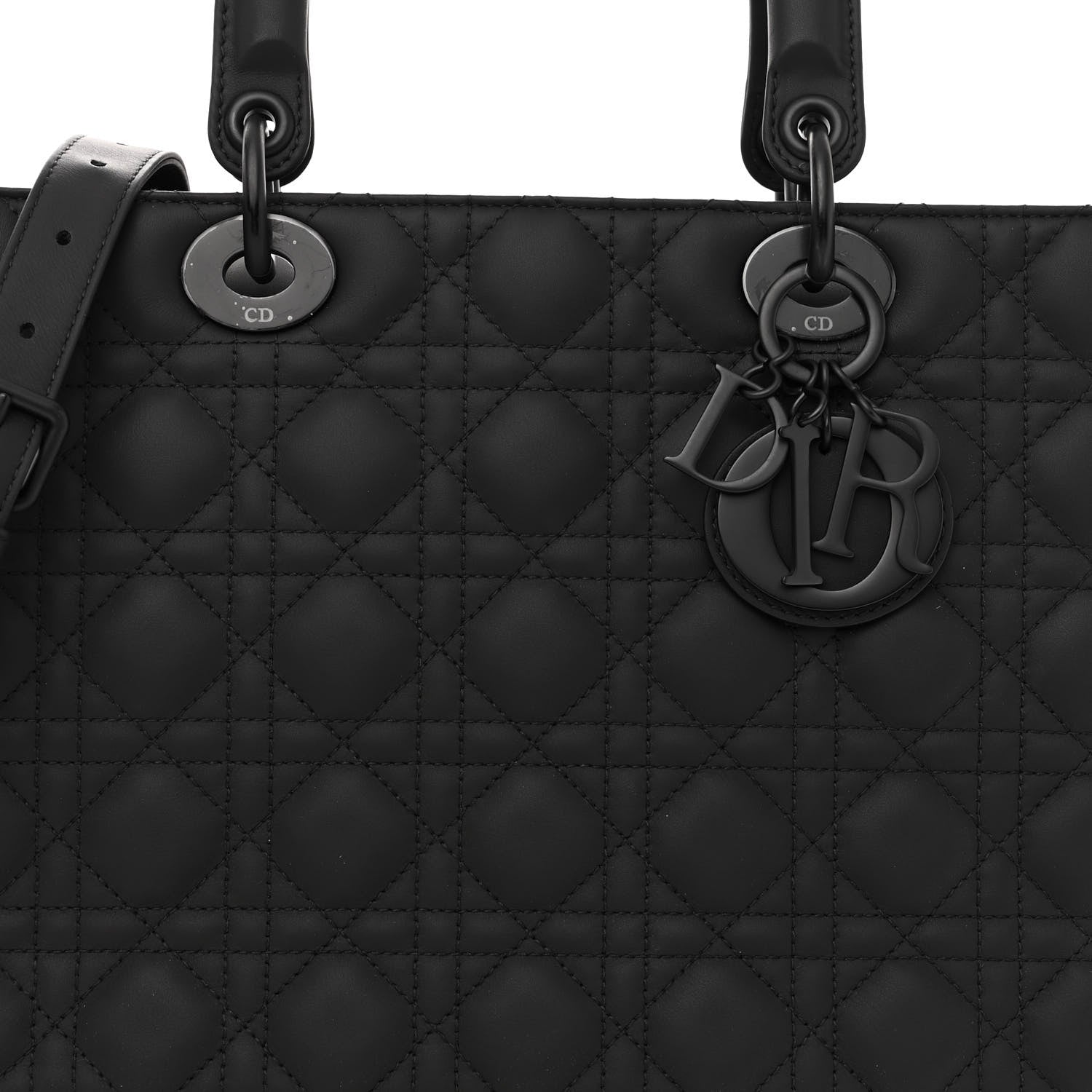 Christian Dior Ultra Matte Calfskin Cannage Large Lady Dior Black 7 of 10