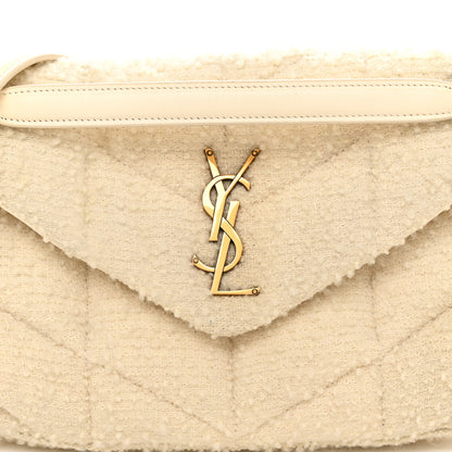 Saint Laurent Boucle Tweed Quilted Small Loulou Puffer Monogram Chain Satchel Crema Soft 8 of 12