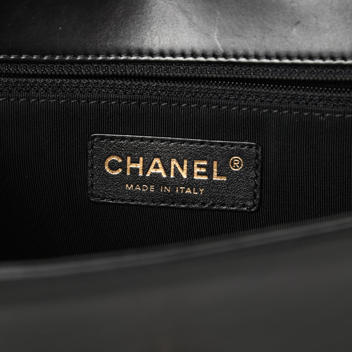 Glazed Calfskin Jumbo Boy Clutch Black
