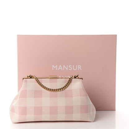Mansur Gavriel Checker Canvas Mini Volume Chain Clutch Pink 11 of 11