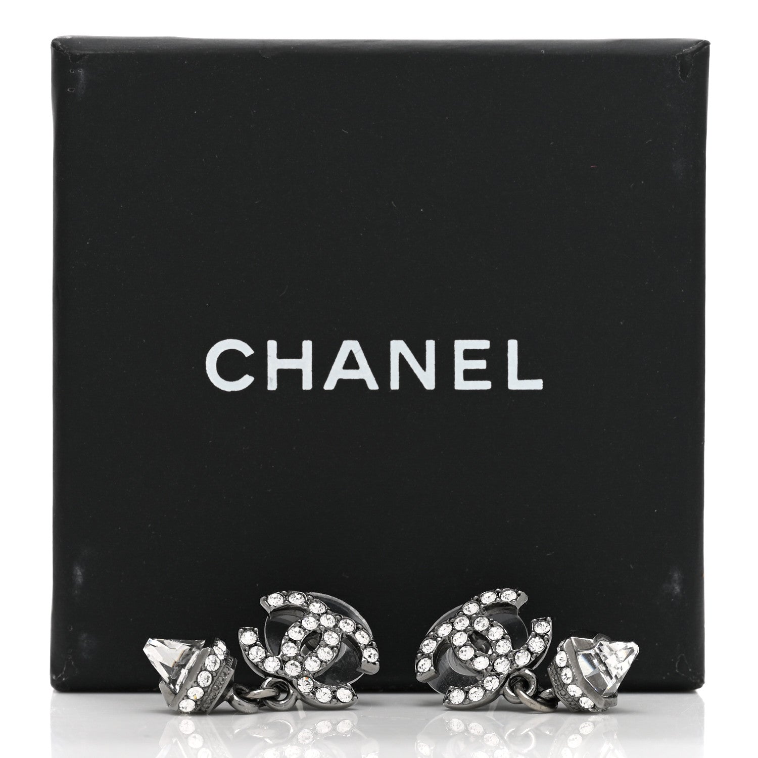 Chanel Ruthenium CC Crystal Drop Earrings 5 of 5