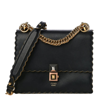 Fendi Vitello Liberty Scalloped Studded Small Kan I Shoulder Bag Black 1 of 12