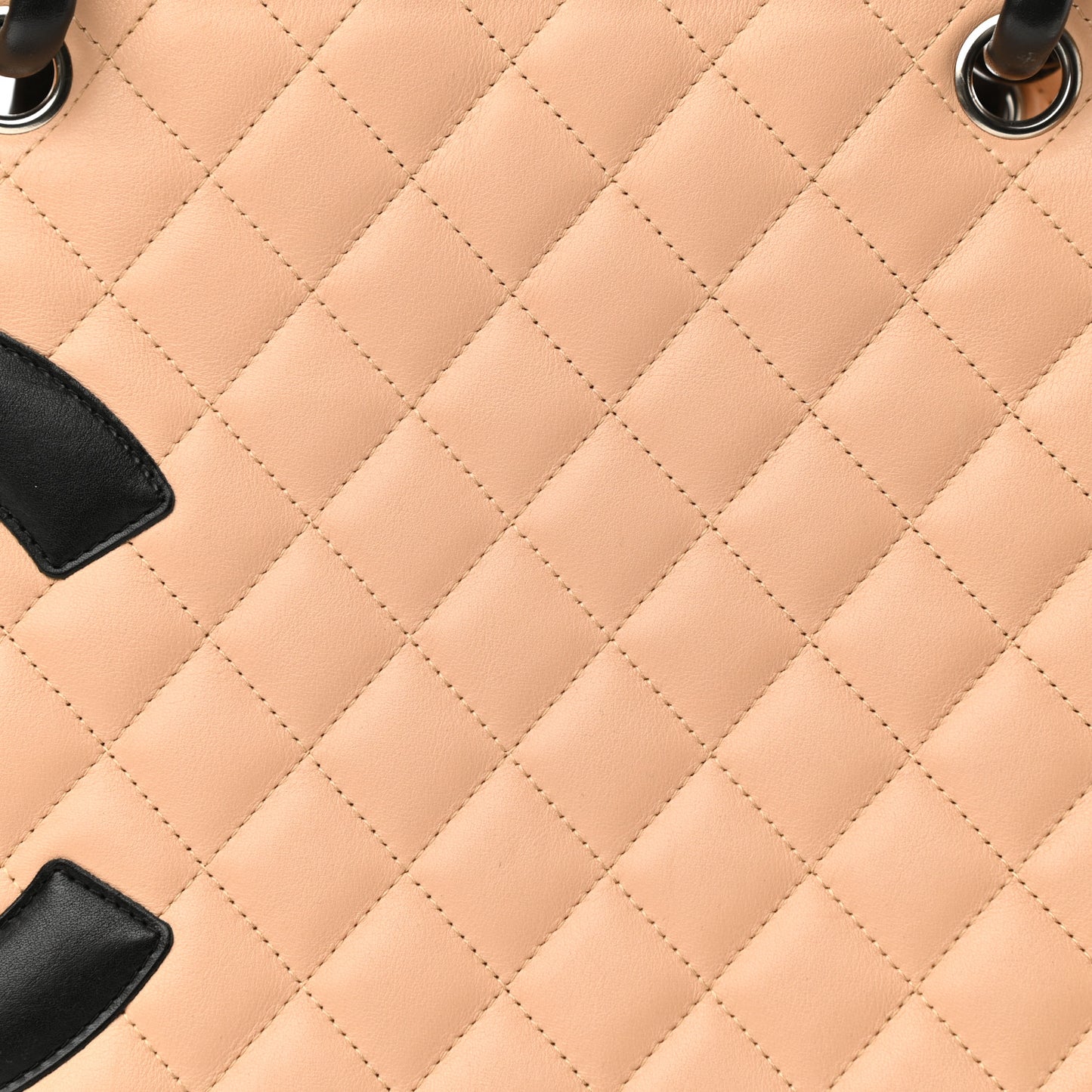 Calfskin Quilted Large Cambon Tote Beige Black