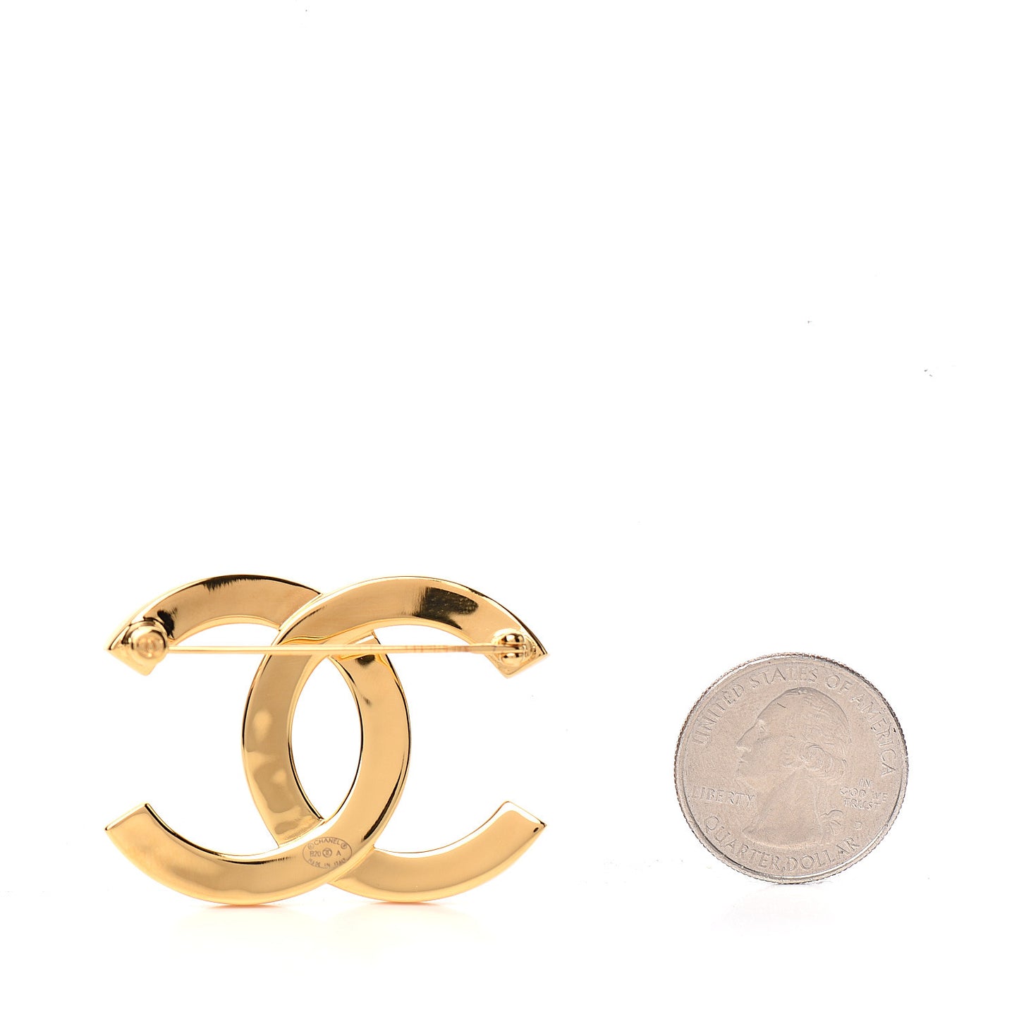 Metal Paris Button CC Large Brooch Gold