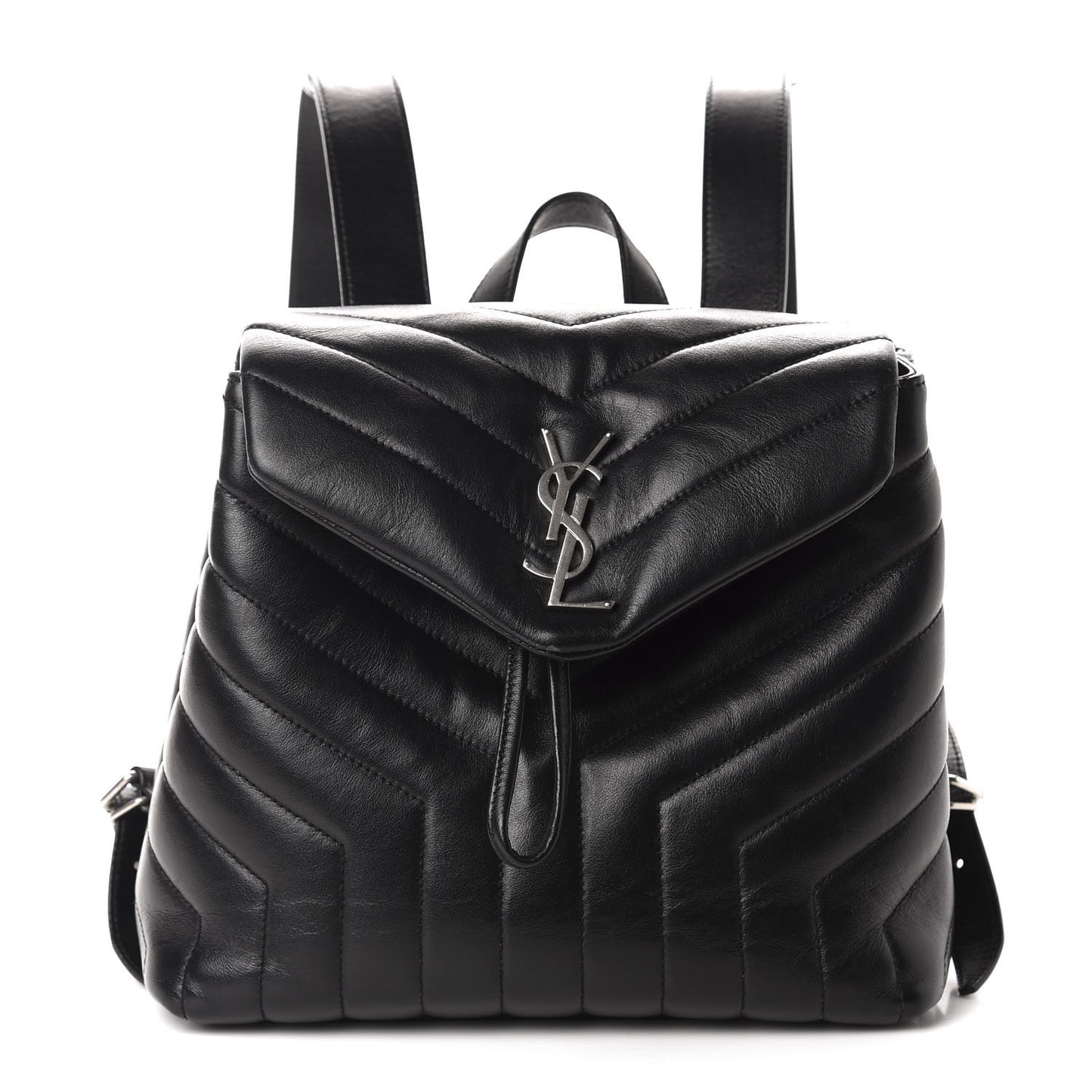 Calfskin Y Quilted Monogram Small Loulou Backpack Black