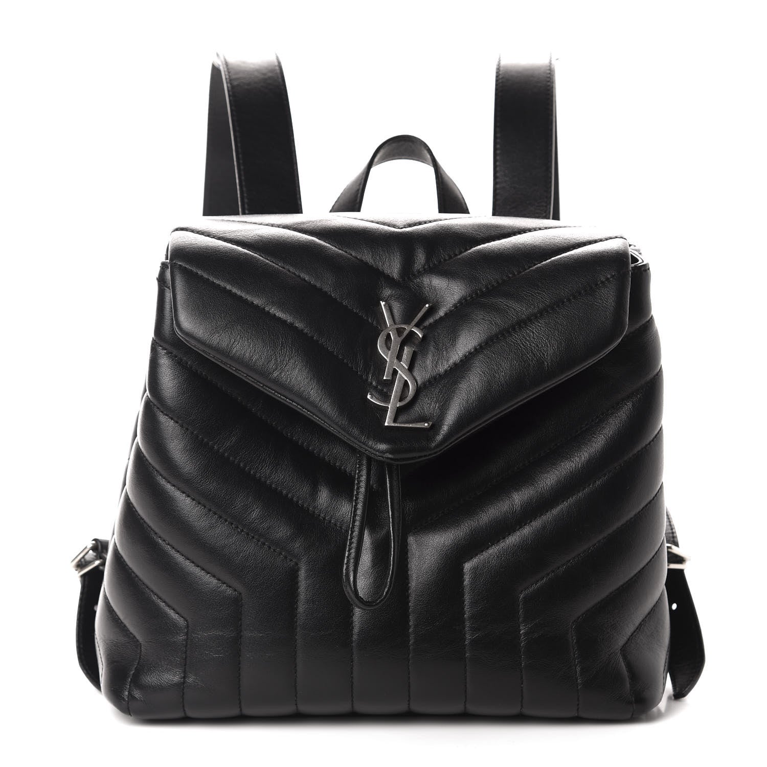 Saint Laurent Calfskin Y Quilted Monogram Small Loulou Backpack Black 1 of 11