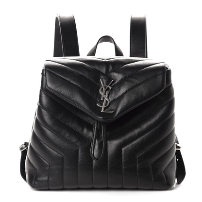 Saint Laurent Calfskin Y Quilted Monogram Small Loulou Backpack Black 1 of 11