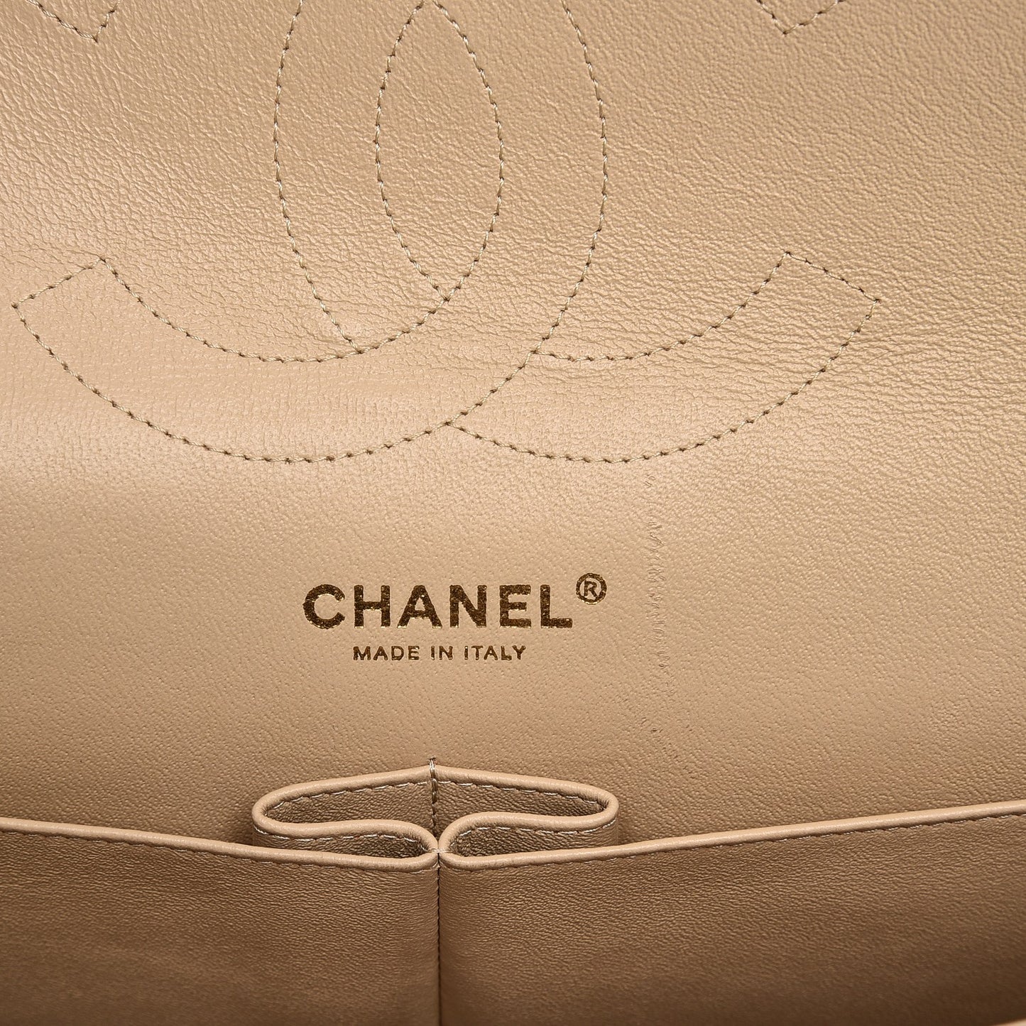Lambskin Quilted Jumbo Double Flap Beige Clair