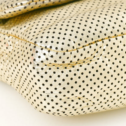 Chanel Metallic Crackled Calfskin Perforated Large Drill Flap Gold 8 of 10
