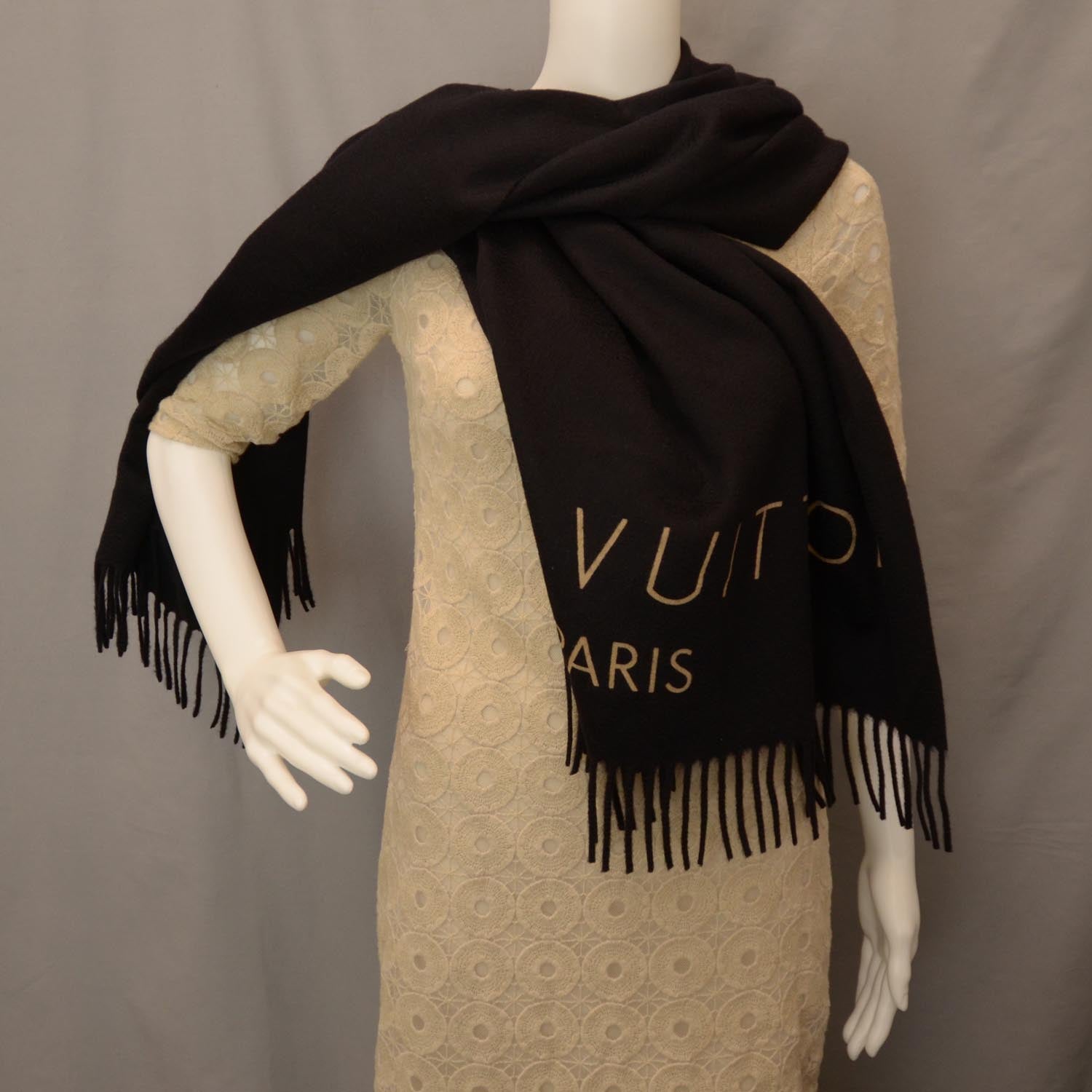 Louis Vuitton Cashmere Jhelam Stole Black 2 of 3