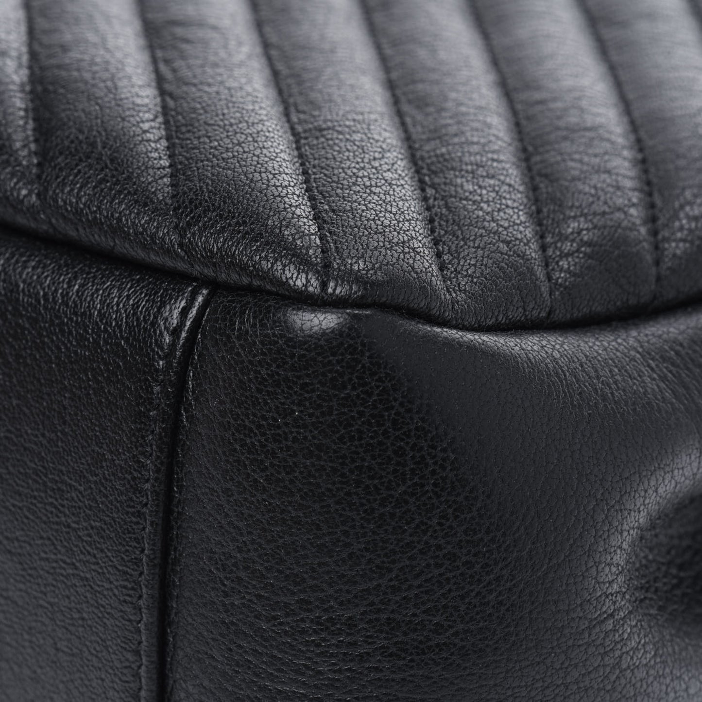 Sheepskin Matelasse Chevron Monogram Monochrome Large College Satchel Black