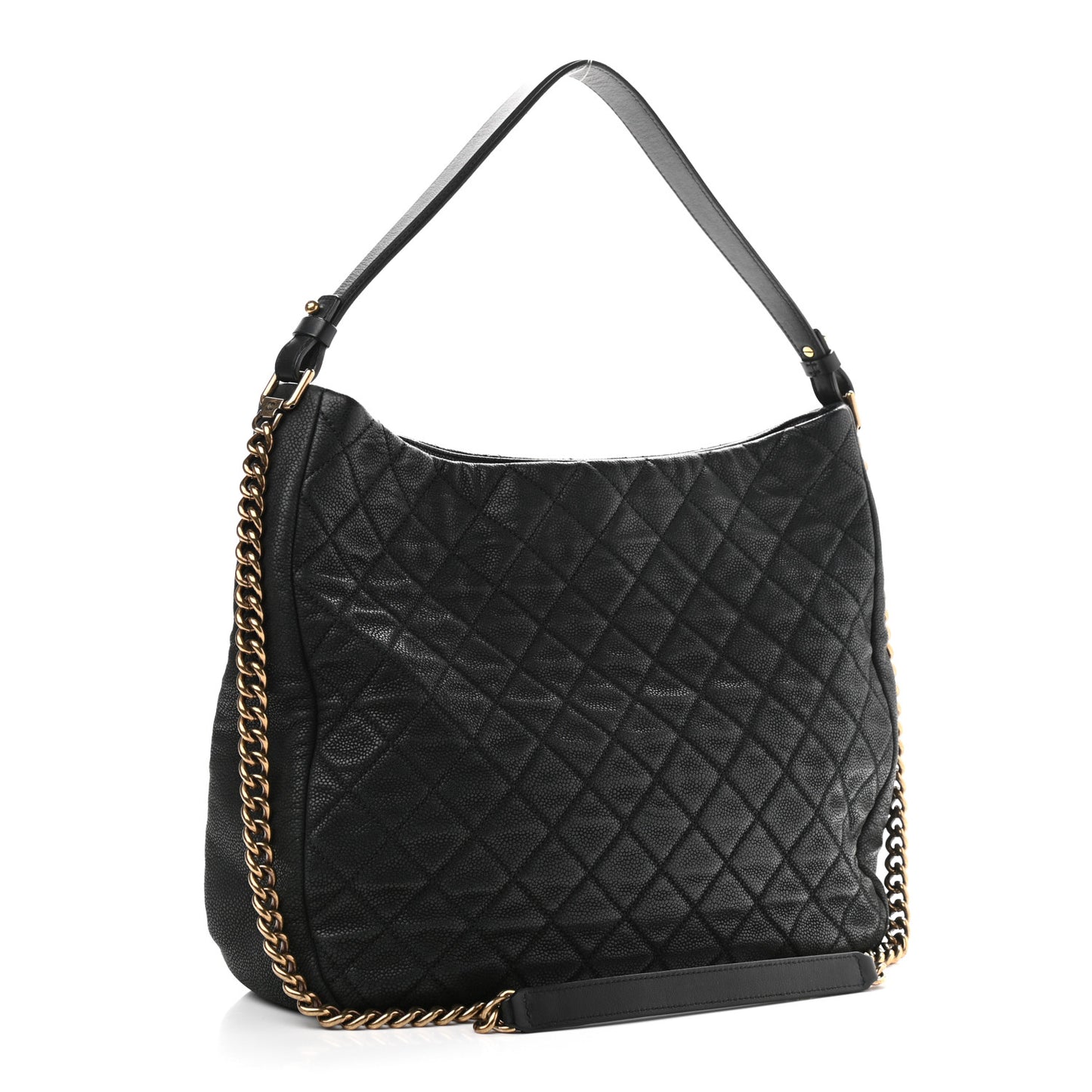 Iridescent Caviar Quilted Country Chic Hobo Black