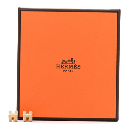 Hermes Gold Lacquered Mini Pop H Earrings Marron Glace 6 of 6