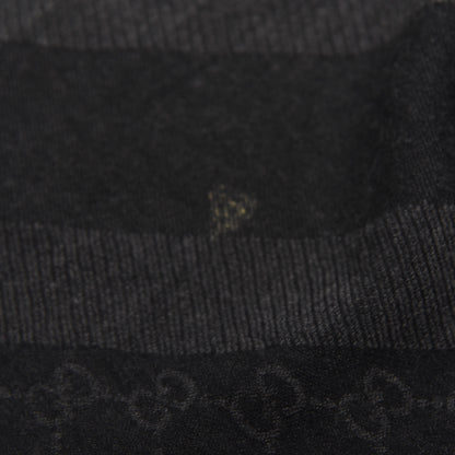 Gucci Wool Silk Monogram GGWeb Fringe Shawl Black Medium Grey 4 of 5